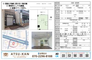 尼崎市昭和通の1階店舗・事務所物件外観と間取り図