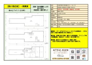 駒川商店街にある427㎡の一棟貸物件（3階建て・駅徒歩2分）