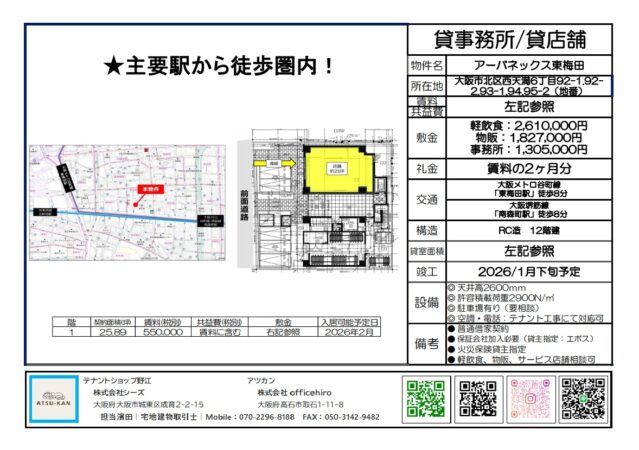 アーバネックス東梅田1階店舗 外観イメージ